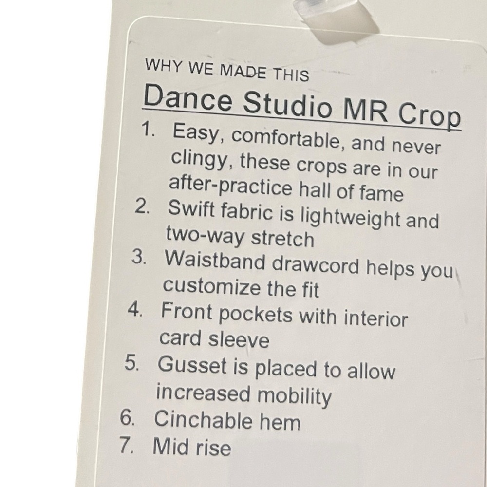 Lululemon Dance Studio Crop Pants MR Black Swift Fabric Drawstring Waist - Picture 11 of 11
